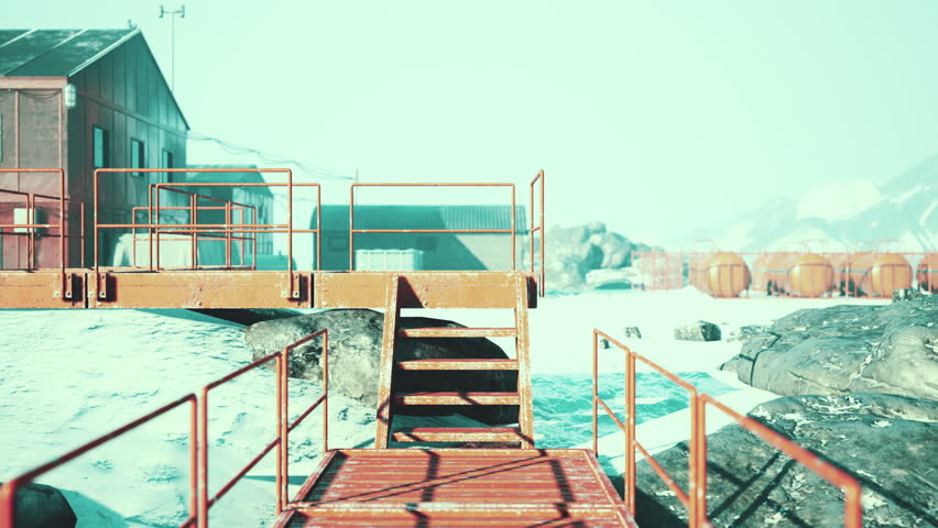 View of old antarctic base at South Pole Station in Antarctica