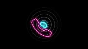 phone call animated icon, Animated neon icon of phone. Symbol of handset. Concept of communication, 