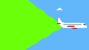 Plane transition green screen animated video. 4K