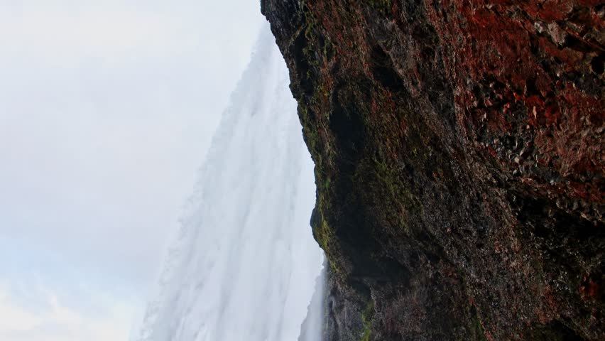 High view shot of Seljalandfoss one of the most beautiful waterfall in iceland in summer