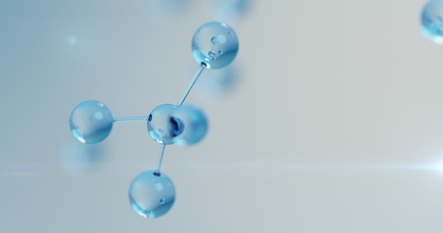 3D rendering, Transparent Clear Atom, Animation Hydrogen Molecule, New Green Energy Water Fuel Cell Future Hydrogen, scientific molecular model of a methane molecule