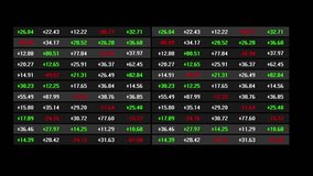 Various stock prices, featuring positive and negative changes, are displayed on a detailed digital board in the stock market, highlighted in multiple colors. Suitable for various business events. - Powered by Shutterstock - Get 15% off with code: PIKWIZARD15