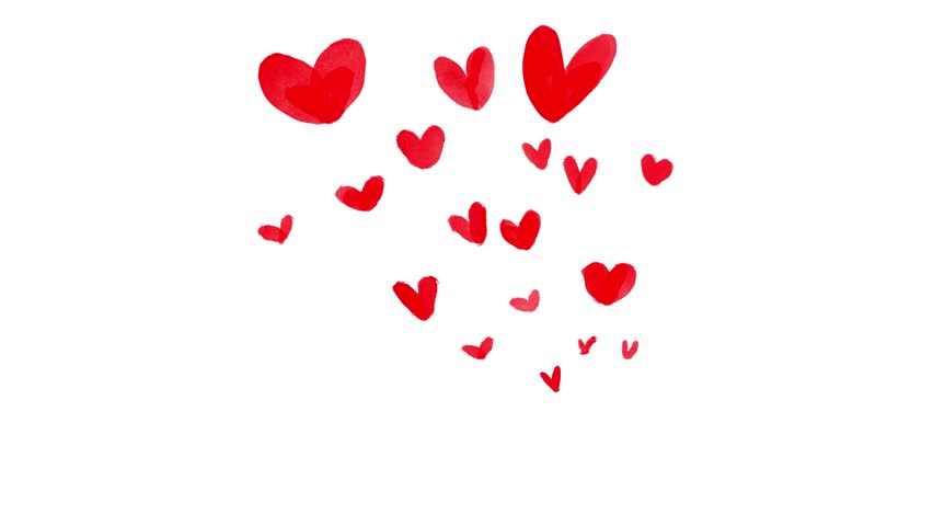 Red hearts painted by hand spring up. White background. - Powered by Shutterstock - Get 15% off with code: PIKWIZARD15