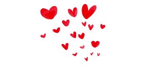 Red hearts painted by hand spring up. White background. - Powered by Shutterstock - Get 15% off with code: PIKWIZARD15