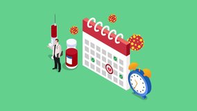Doctor with vaccination calendar 3d isometric animation cartoon - Powered by Shutterstock - Get 15% off with code: PIKWIZARD15