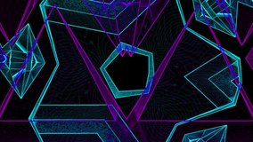 Abstract background, hologram, projection. Cyber, technological, neon background. Loop video