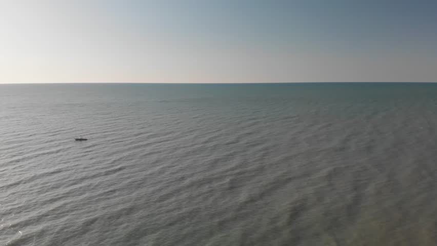 Aerial view of Myrtle Beach coastline and buildings from drone at sunset, South Carolina
