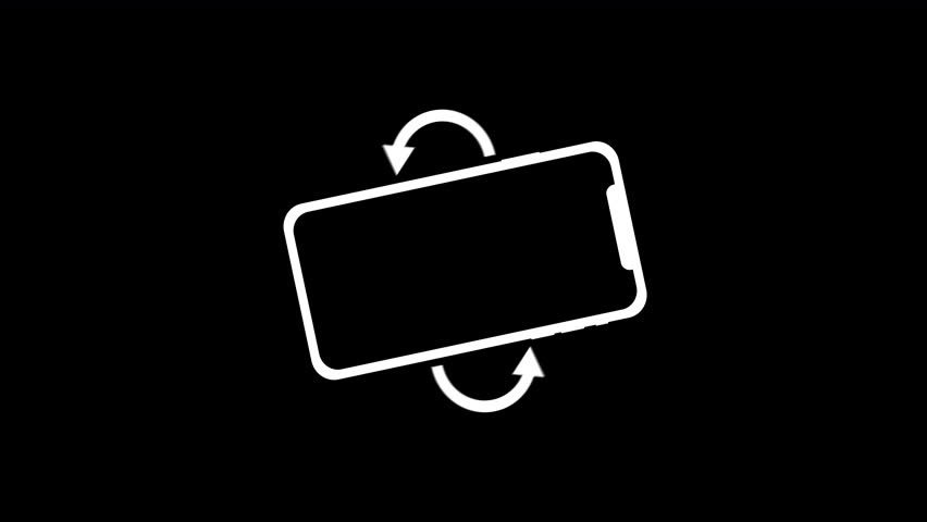Phone Rotation from Vertical to Horizontal or Reverse. Turn and Rotate Your Device Smartphone Icon Animation in Black Background