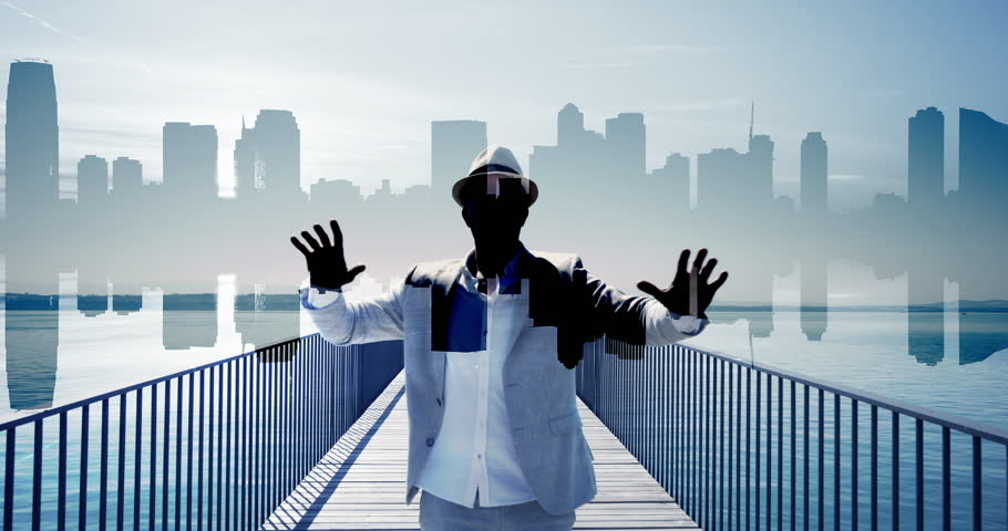 Young Carefree Man in Elegant Old-Fashioned Style Walking on Bridge Road 