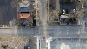 Bowling Green, Kentucky neighborhood with drone video overhead moving forward.