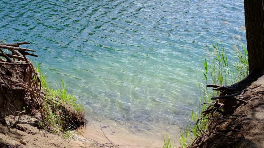 A water next to a beach,close-up.