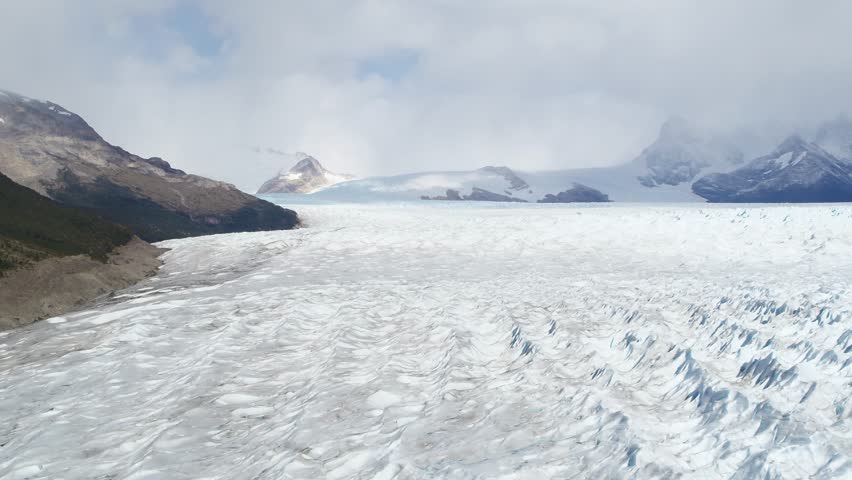 Ice Field of Glacier Perito Moreno, Patagonia Argentina, Calafate, Santa Cruz. Aerial shots of the glacier and ice field, mountains, sunset and sunrise.