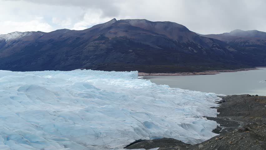 Ice Field of Glacier Perito Moreno, Patagonia Argentina, Calafate, Santa Cruz. Aerial shots of the glacier and ice field, mountains, sunset and sunrise.