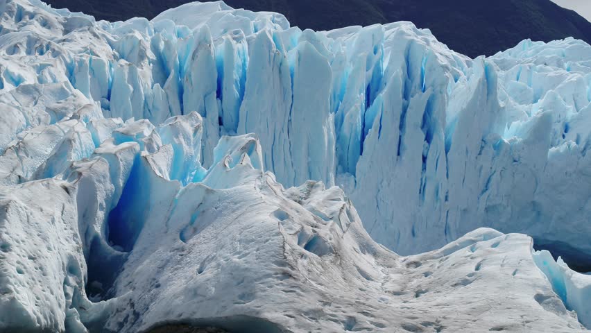Ice Field of Glacier Perito Moreno, Patagonia Argentina, Calafate, Santa Cruz. Aerial shots of the glacier and ice field, mountains, sunset and sunrise.