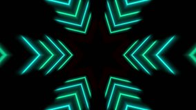 Green teal arrows wall NEON Lights sticks lines motion loops linear motion draws and beautiful lights background linear lamp fluorescent glowing animation backdrop 4k