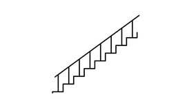 stairs moving up animation video motion graphic, simple flat line art stairs, 4k transparent video
