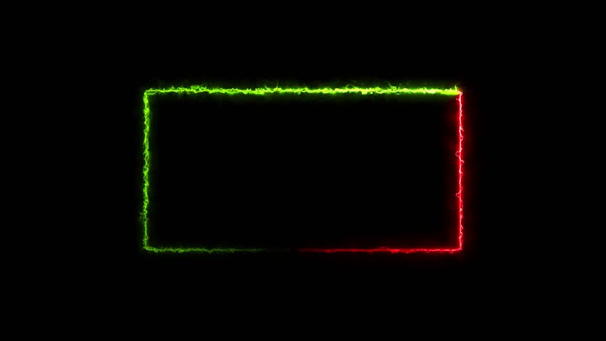 Motion Made - Free Green Color Neon lights rectangle frame animated loop  background 