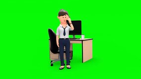3D Animated Woman Talking Over Call While Standing in Front of Her Desk. Employee Calling Someone During Job. - Powered by Shutterstock - Get 15% off with code: PIKWIZARD15