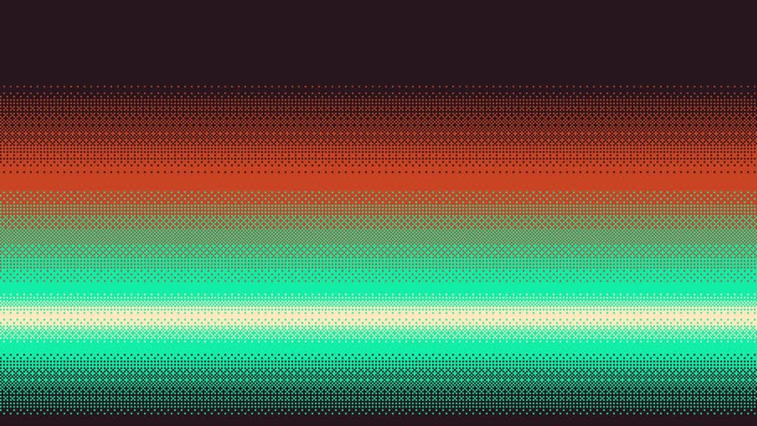 Animated pixel art vibrant colors gradient on dark. Animation of dithering background.