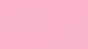 Minimal abstract thin white color wavy line moving pink background