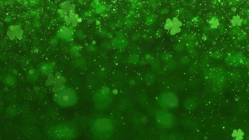 Abstract Motion Green Shiny Blurred Four Leaf Clover St. Patrick's Day With Glitter Sparkles Dust Background Seamless Loop Animation. 3D Illustration Royalty-Free Stock Footage #3428853383