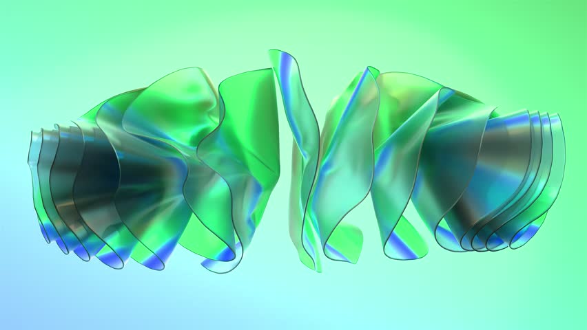 Organically animated shapes. Abstract paper animation. Fluid shapes with rainbow gradient. Modern design template. Abstract art background with trendy holographic gradient. 3d rendering, 4K
