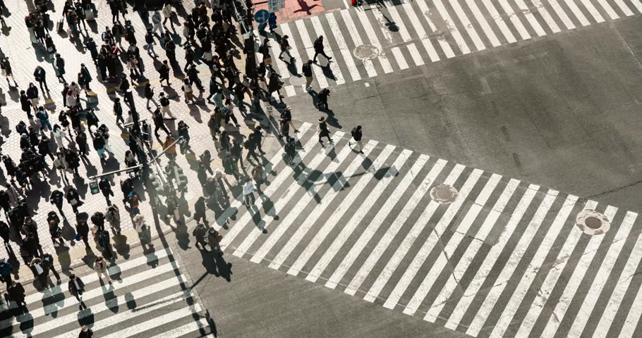 Stop motion of people crossing the road at Shibuya Scramble Crossing Royalty-Free Stock Footage #3429136357
