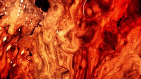 Abstract background video motion of red liquid and oil. The effect of the art of colored chemical processes. High quality 4k footage