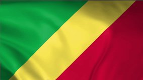 Republic of Congo flag waving animation, perfect looping, 4K video background, official colors, looping National Republic of Congo flag animation background 4k best choice and suit for your footage