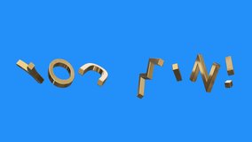 golden YOU WIN word gathering from letters parts spin animation on blue screen background new quality unique financial business animated dynamic motivation motion text glamour video footage