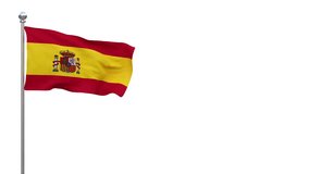 spanish flag fluttering in the wind - looped video - separate alpha channel - 4K - 3D rendering