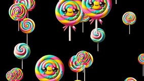 Rainbow lollipop animated background , Lollipop falling animation , Different types of colorful lollipop candies animation background - Powered by Shutterstock - Get 15% off with code: PIKWIZARD15