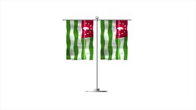 High detailed flag of Abkhazia. National Abkhazia flag. Republic of Abkhazia. 3D Render. White background.