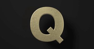 Rotating letter Q on a black background.