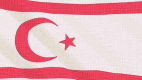Northern Cyprus flag waving in the wind. Background with rough textile texture. Animation loop. Element for web site, presentation, import into video.
