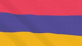 Armenia flag waving in the wind. Background with rough textile texture. Animation loop. Element for web site, presentation, import into video.