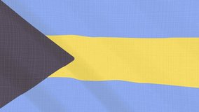 Bahamas flag waving in the wind. Background with rough textile texture. Animation loop. Element for web site, presentation, import into video.