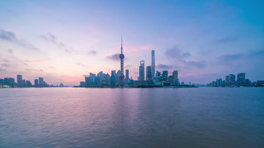 Time Lapse of Shanghai Skyline at sunrise