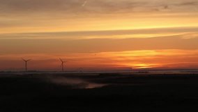 A sunrise at Elmley on the  Isle of Sheppey, Kent, UK.