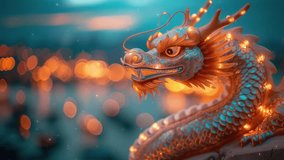 Chinese New Year. Lunar New Year of Dragon 2024.   Lunar New Year video Celebration. Chinese new year background. Looping video for live wallpaper	