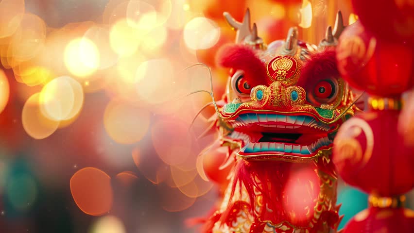 Chinese New Year. Lunar New Year of Dragon 2024.   Lunar New Year video Celebration. Chinese new year background. Looping video for live wallpaper	 Royalty-Free Stock Footage #3429548329