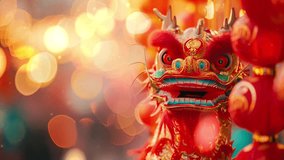 Chinese New Year. Lunar New Year of Dragon 2024.   Lunar New Year video Celebration. Chinese new year background. Looping video for live wallpaper	