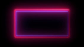 abstract moving neon rectangle frame animation background, neon line concept.