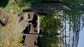 vertical video garden interior with beehive furniture in an open gazebo rest in fresh air - Powered by Shutterstock - Get 15% off with code: PIKWIZARD15