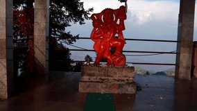 4K Video : Hanuman statue in Surkanda Devi Temple, Uttarakhand, India.   