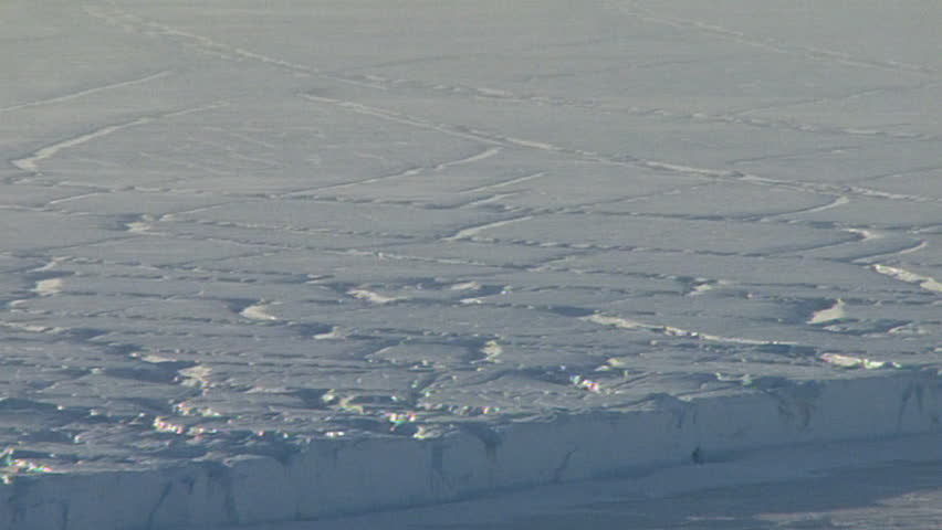 Aerial view of cracked ice shelf
