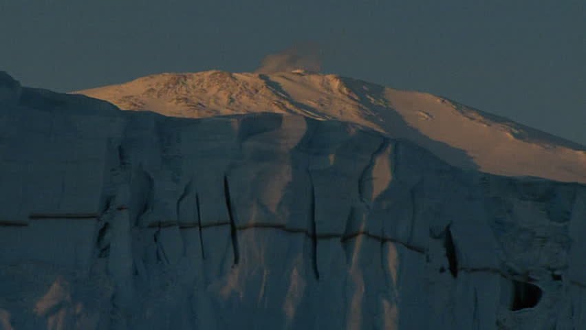 Misty snow capped mountains 