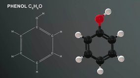 Phenol Molecule structure 3d rendered video clip