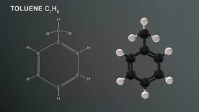 Toluene molecule structure 3d rendered video clip