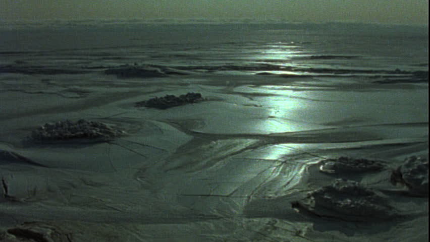 Aerial view of cracked ice shelf